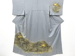 リサイクル　金彩　屋敷に草花模様訪問着